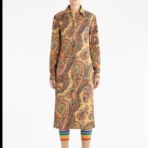 NWT 1950$ Etro Paisley Print long sleeve shirt dress